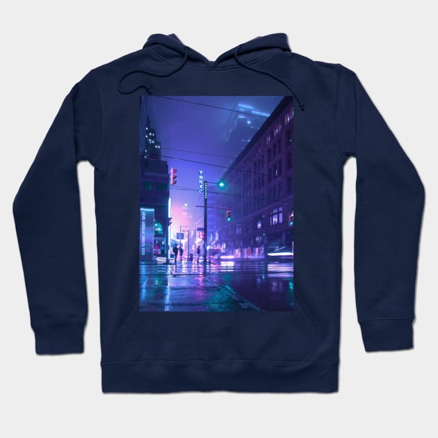 Neon city Hoodie by mrcatguys